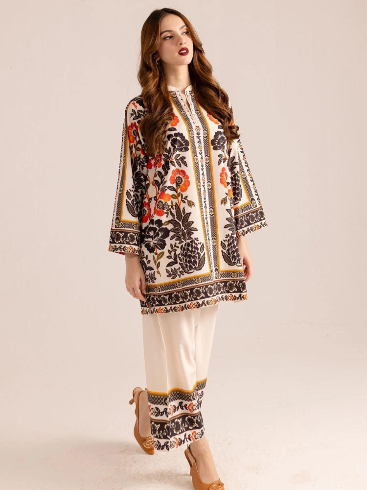 Stylish Printed Shirt & Trouser Set - 2 Pcs Women's Stitched Outfits