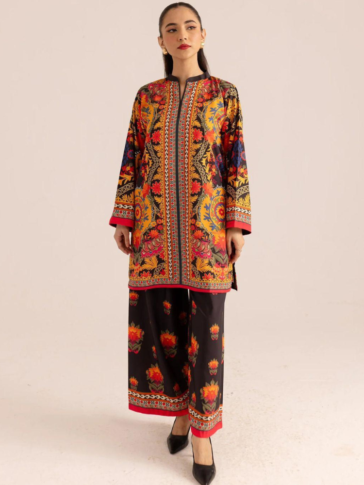 Stylish Printed Shirt & Trouser Set - 2 Pcs Women's Stitched Outfits