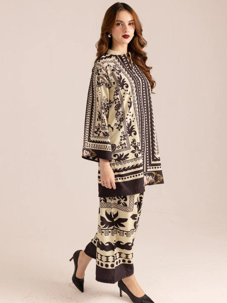 Stylish Printed Shirt & Trouser Set - 2 Pcs Women's Stitched Outfits