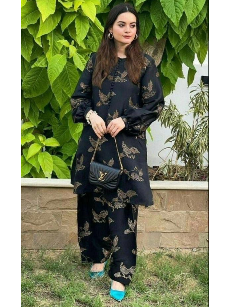 Stylish Printed Shirt & Trouser Set - 2 Pcs Women's Stitched Outfits