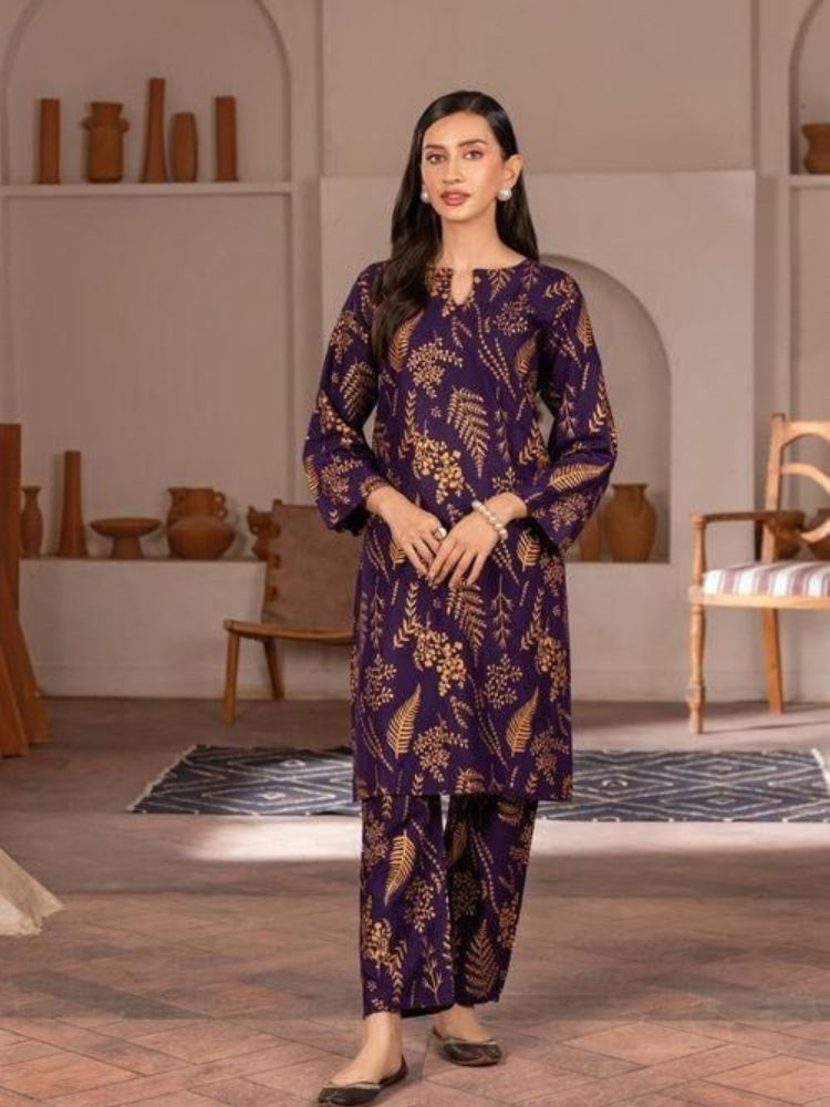 Stylish Printed Shirt & Trouser Set - 2 Pcs Women's Stitched Outfits