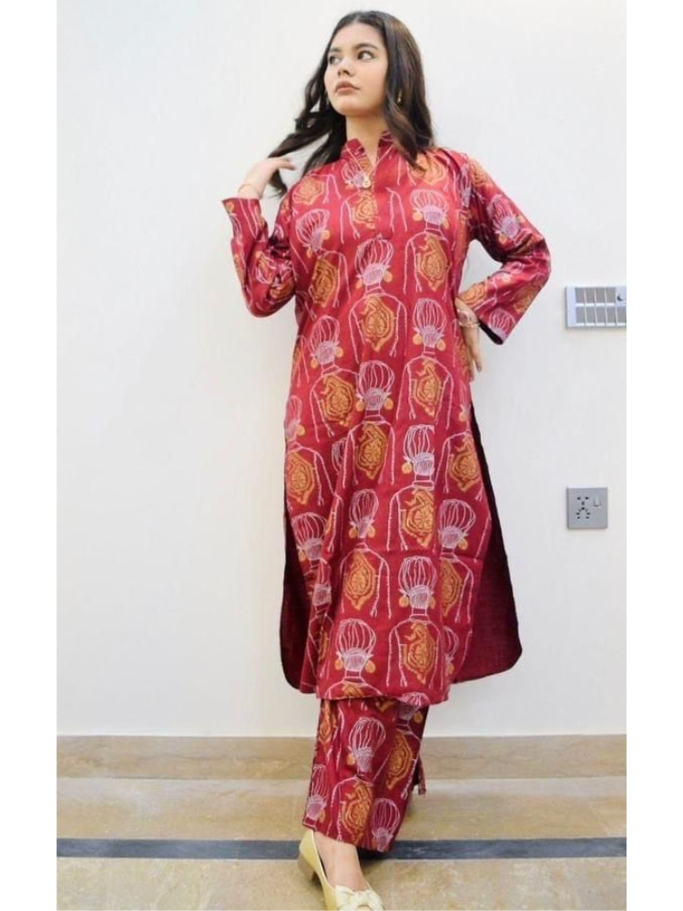 Stylish Printed Shirt & Trouser Set - 2 Pcs Women's Stitched Outfits