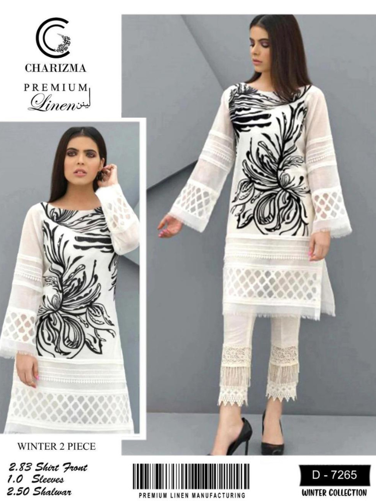 2 Pcs women's unstiched Linen Embroidered Suit