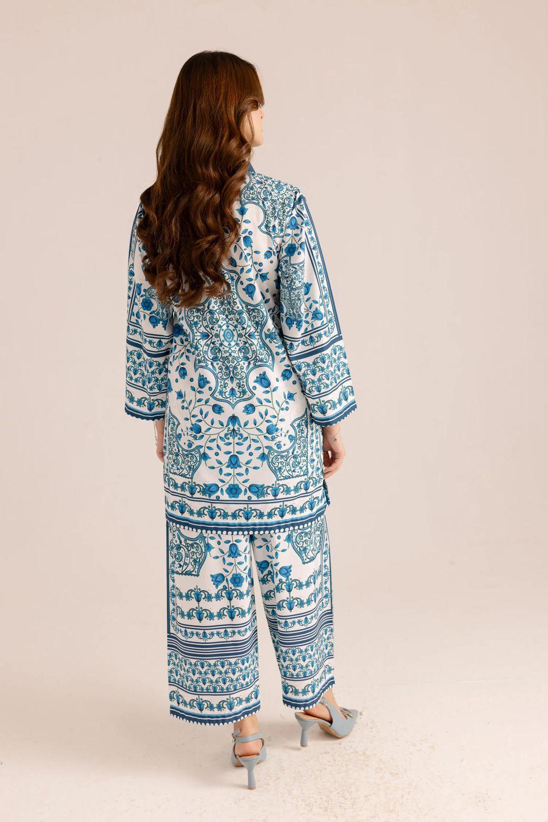 Stylish Printed Shirt & Trouser Set - 2 Pcs Women's Stitched Outfits