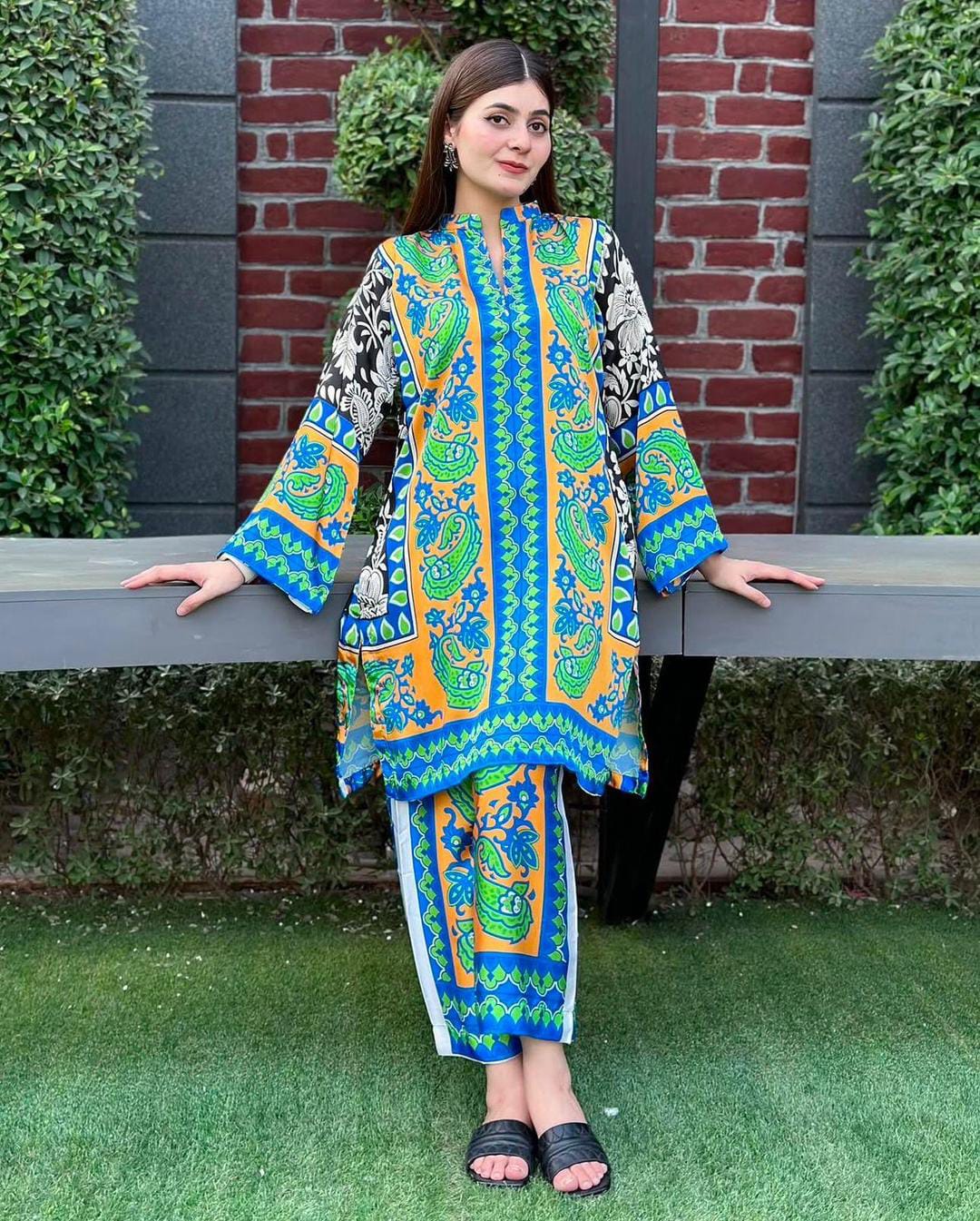 Stylish Printed Shirt & Trouser Set - 2 Pcs Women's Stitched Outfits