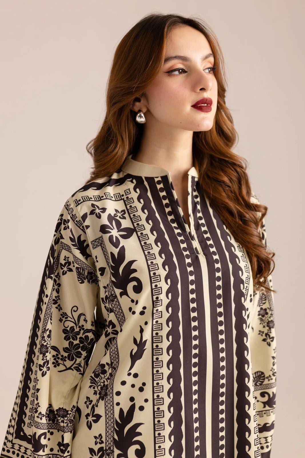 Stylish Printed Shirt & Trouser Set - 2 Pcs Women's Stitched Outfits