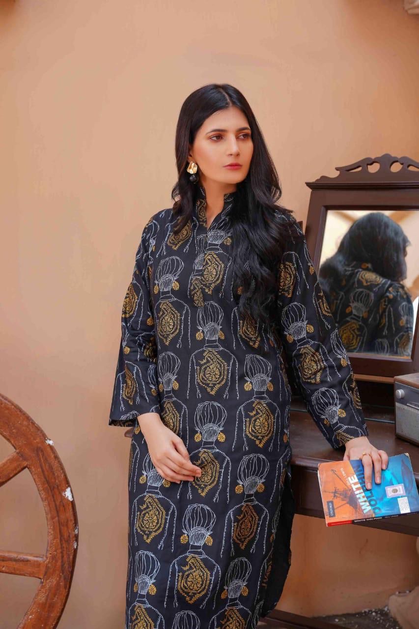 Stylish Printed Shirt & Trouser Set - 2 Pcs Women's Stitched Outfits