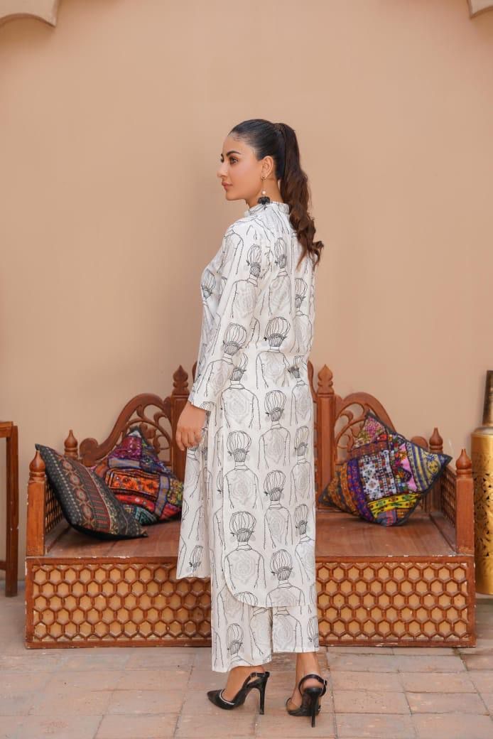 Stylish Printed Shirt & Trouser Set - 2 Pcs Women's Stitched Outfits