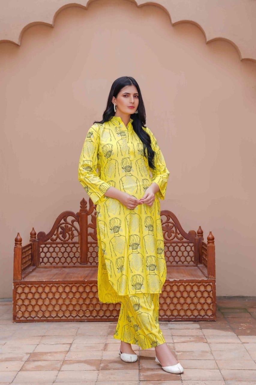 Stylish Printed Shirt & Trouser Set - 2 Pcs Women's Stitched Outfits