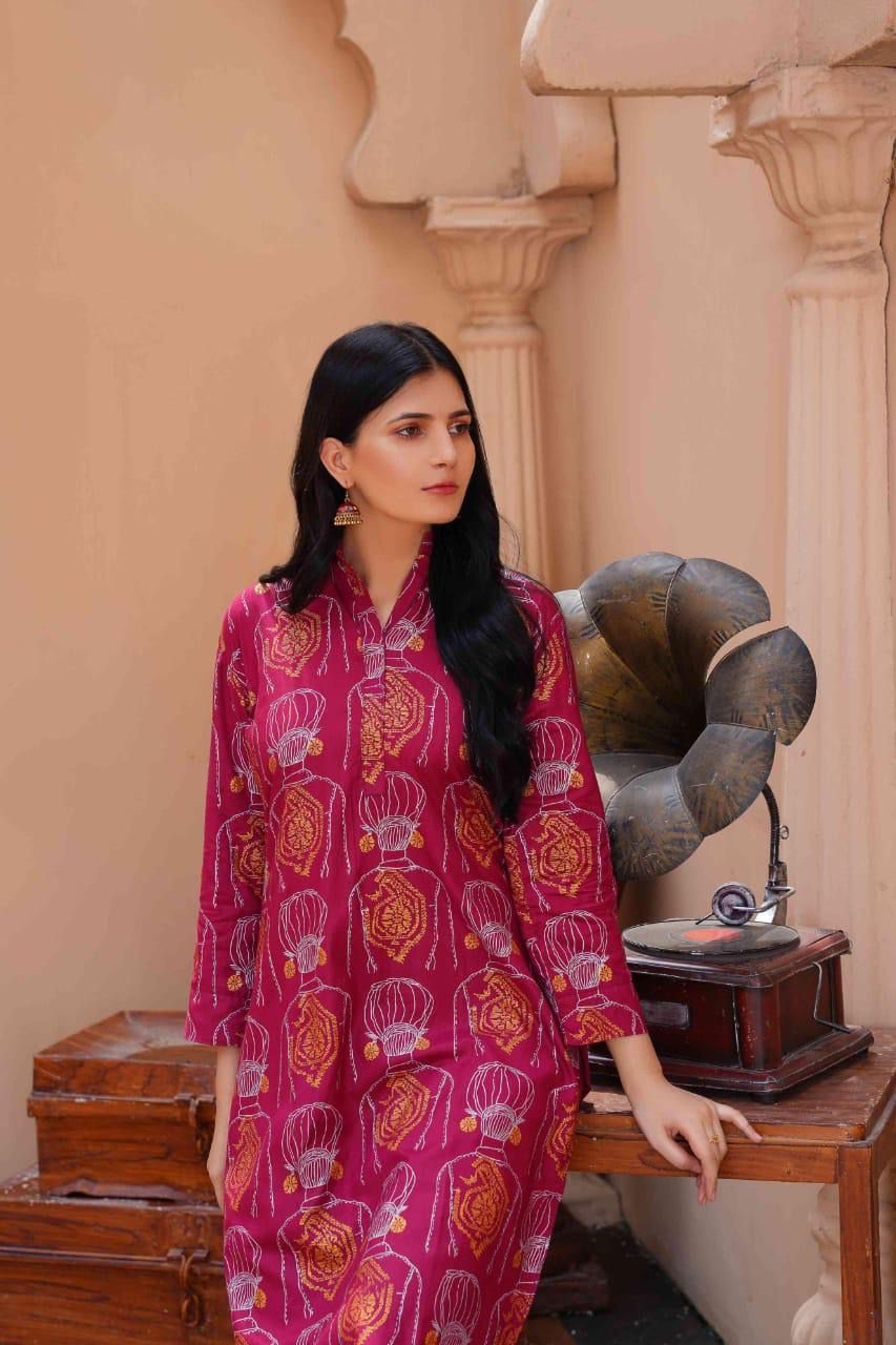 Stylish Printed Shirt & Trouser Set - 2 Pcs Women's Stitched Outfits