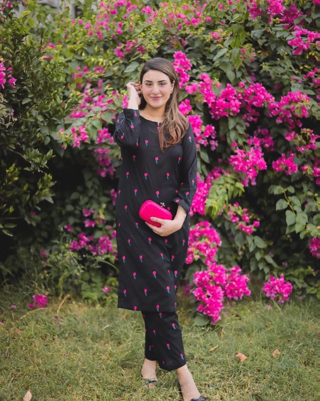 Stylish Printed Shirt & Trouser Set - 2 Pcs Women's Stitched Outfits